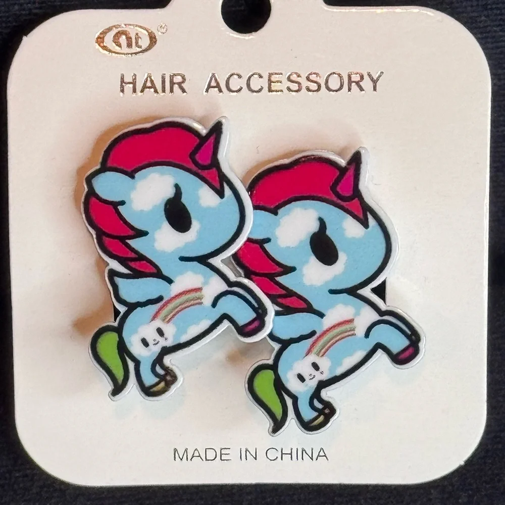 Set of 2 Unicorn Hair Clips Hot Red 1.25 inch